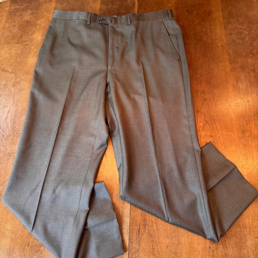 Ermenegildo Zegna Pant Men 38 Gray Su Misura Capri Wool Dress Trouser Flat Front